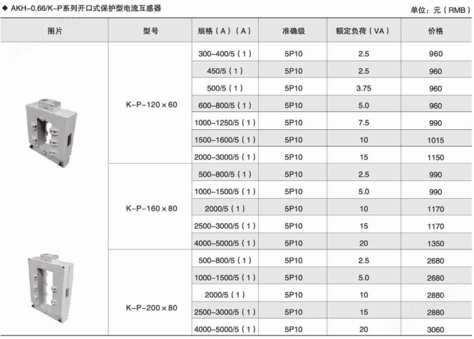  安科瑞 开口式电流互感器AKH-0.66/K K-120*60 电流比5000/5A