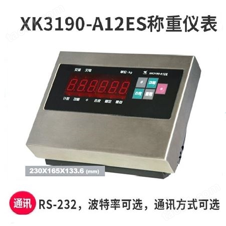 上海耀华XK3190-A12ESS不锈钢称重仪表 地磅称重显示器磅头 电子平台秤仪表