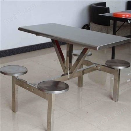 广东学校食堂餐桌椅定做8人不锈钢连体餐桌（康胜工厂）