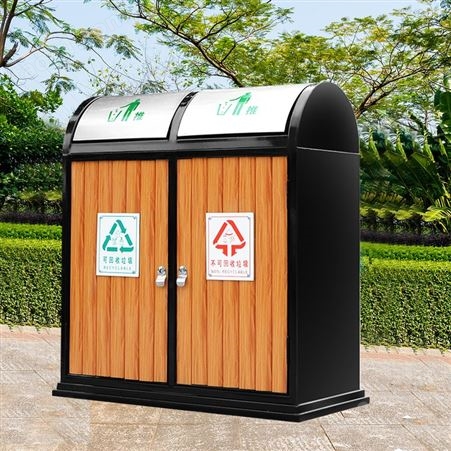 户外垃圾桶 单筒钢木结构环保果皮箱 公园景区园林环卫垃圾筒