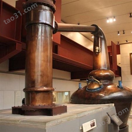 森科3000升壶式威士忌蒸馏设备紫铜材质天鹅颈林恩臂形状