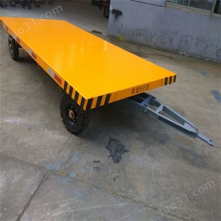 串联使用 10吨厂区运输电动平板拖车  围栏刹车减震牵引拖车