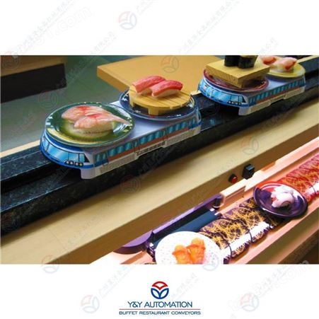 自动化餐饮轨道送餐机器人_轨道自动化送餐设备_轨道式定位自动送餐设备