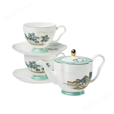 茶杯茶壶整套装定制 家用瓷器摆件 陶瓷器具酒器 商务馈赠礼品陶瓷茶杯套装