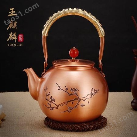 紫铜茶壶定做 金属工艺摆件 厂家定做铜制摆件