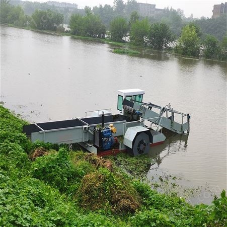 山东芦苇收割船 水面割草船液压控制 淄博自动清洁湖面杂草机械