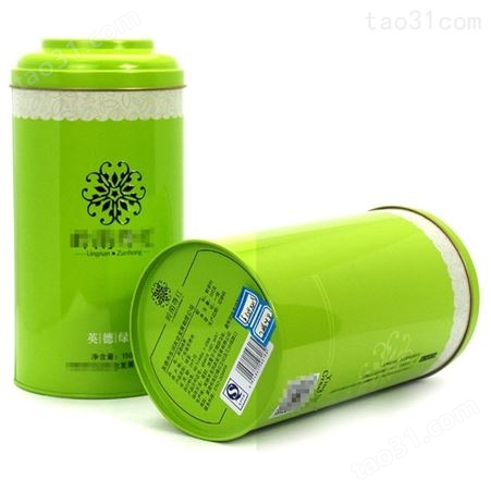金属罐设计公司 英德绿茶铁盒 蘑菇头茶叶罐铁罐 圆形绿茶马口铁盒定制 麦氏罐业